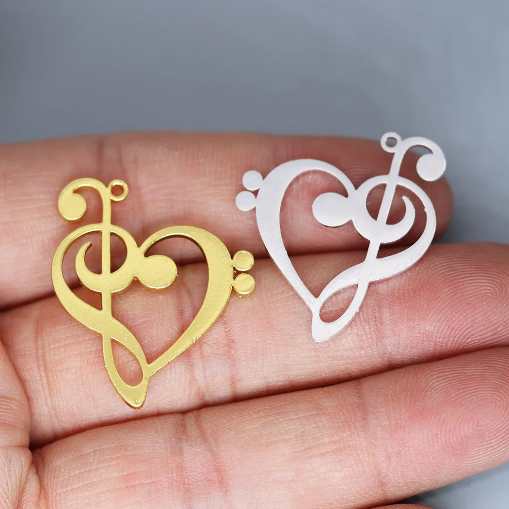 5pcs/lot Simple Music Note Heart of Treble Charm for Jewelry Making fit Charm Bracelet Necklace Pendant DIY Crafts Supplier