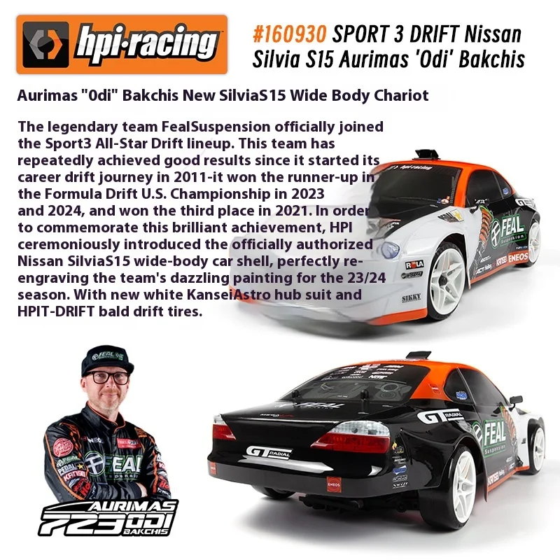 Hpi Sport 3 Simulação de Deriva Nissan Silvia S15 Odi Controle Remoto Elétrico 4wd Drift Racing Car Masculino Presente de Aniversário