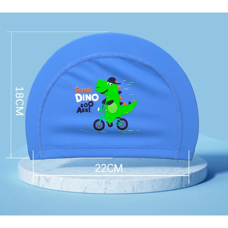 

Sportswear Cute Cartoon Print Coated Kids Swimming Cap Waterproof Ear Protection Unisex PU Swim Hat for Children Accessories