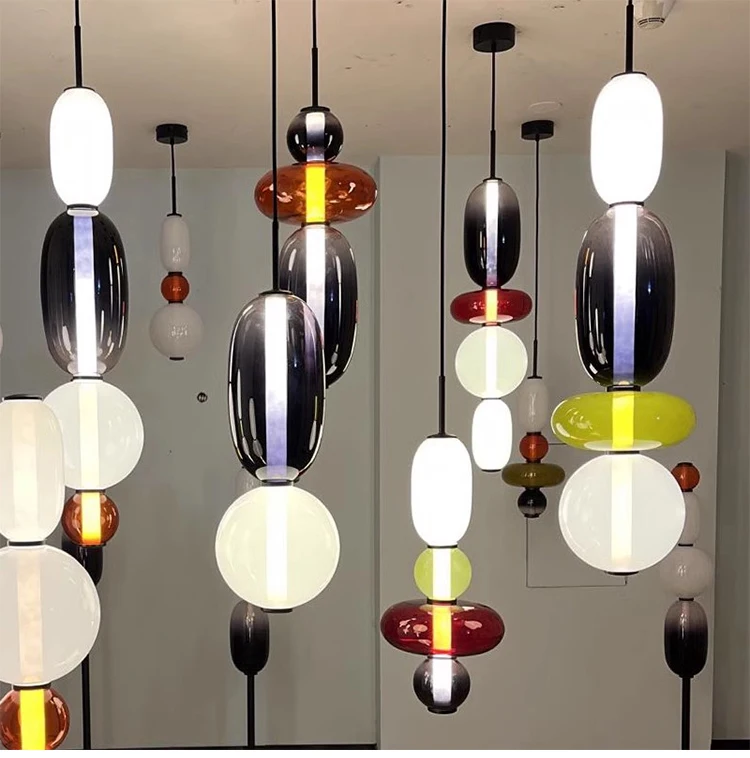 Designer Kreative Farbige Glas-Pendelleuchte für Restaurant, Wohnzimmer, Café, Dekoration, Schlafzimmer, Nachttisch, Kunst-Kronleuchter