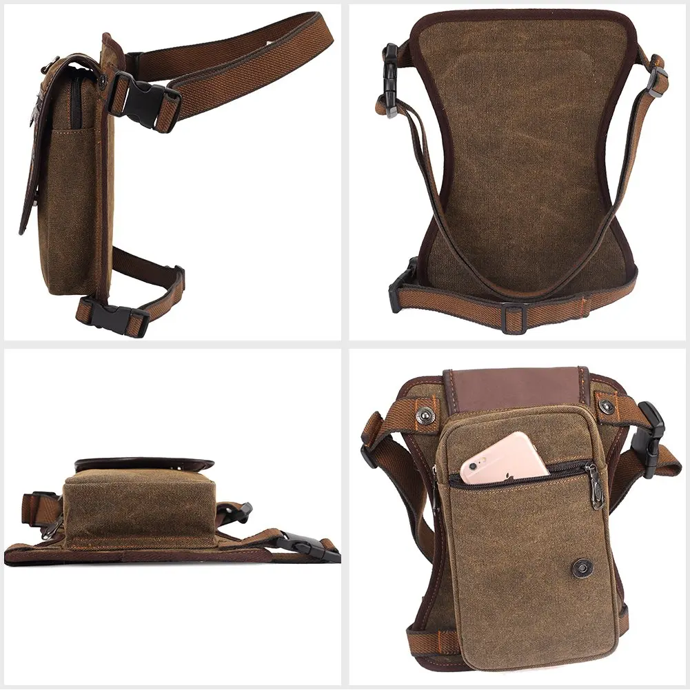 محفظة متعددة الوظائف، حقيبة ساق معلقة عسكرية تكتيكية، حقيبة كتف صغيرة للجري والتخييم والمشي لمسافات طويلة والدراجات النارية، بني داكن #3