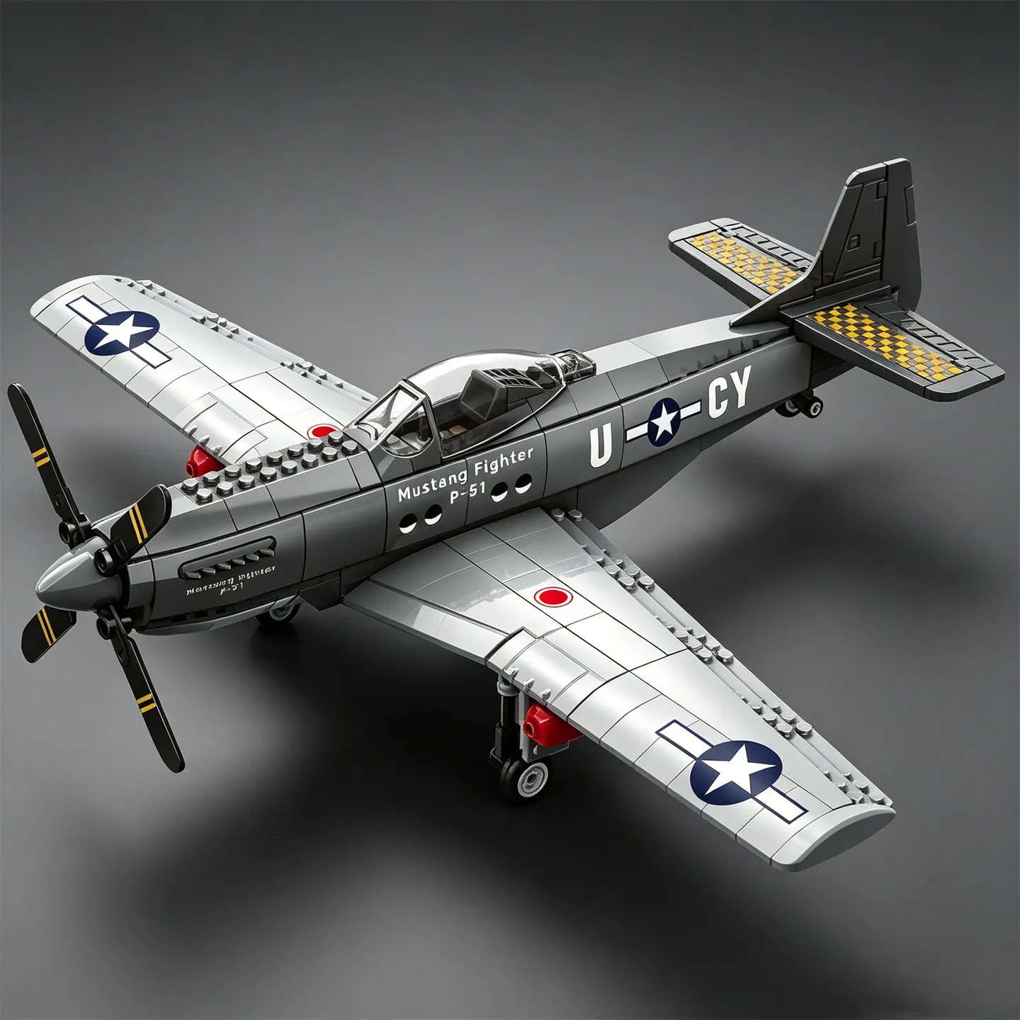U.S. P-51 Mustang Propellergetriebenes Kampfflugzeug Baukasten: Bomber-Modell Lernspielzeug