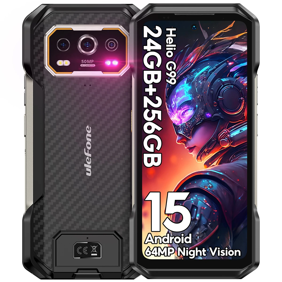 Ulefone Armor 27 4G Wytrzymały smartfon 64MP z noktowizorem + 50MP + 50MP, 10600mAh, 24GB + 256GB, Android 15, 6.78 cala, 120Hz, NFC, wersja globalna — zdjęcie 2