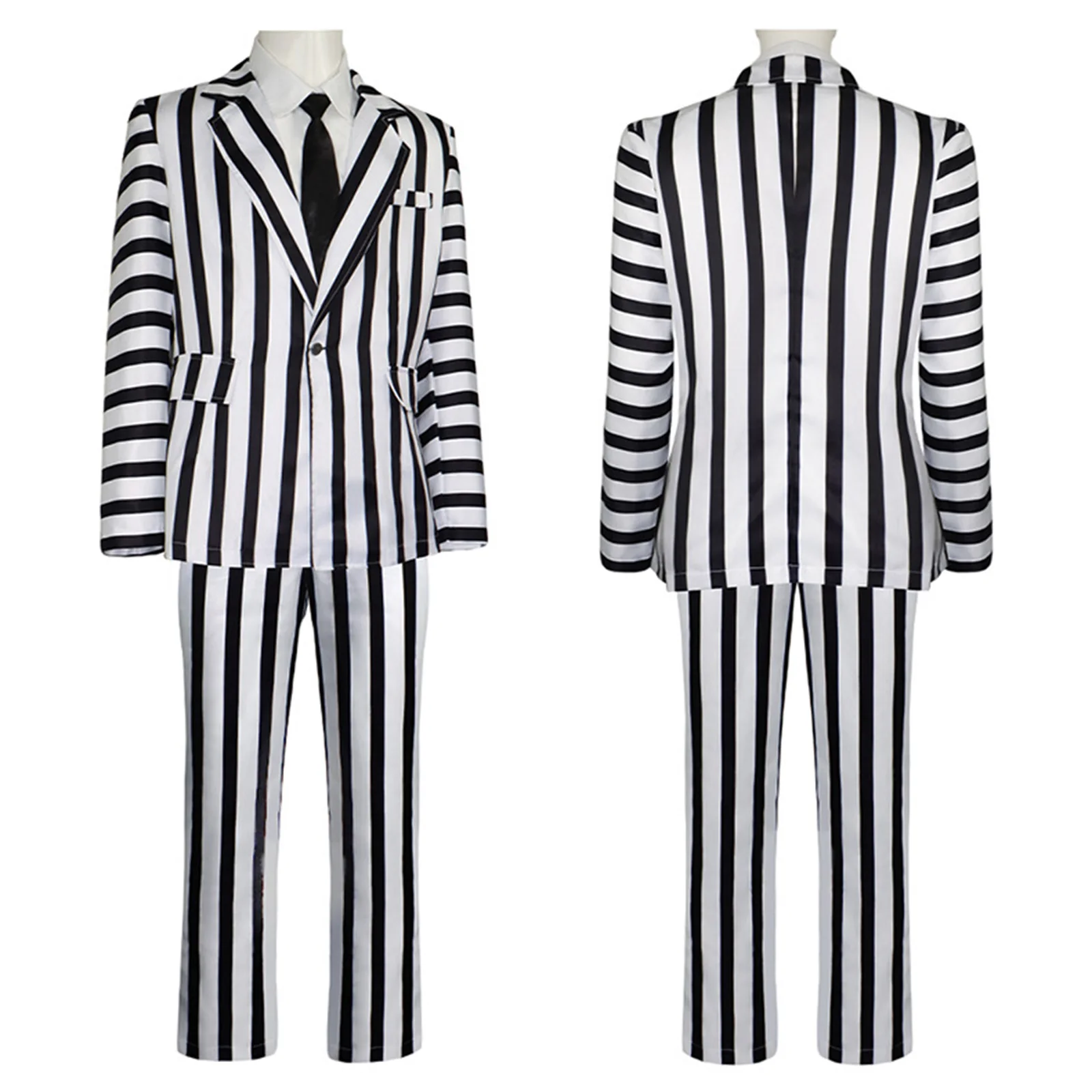 Archmage Michael Cosplay Costume Disguised Uniform Dress Black and White Striped Jacket Pants Man Women Halloween Party Suit