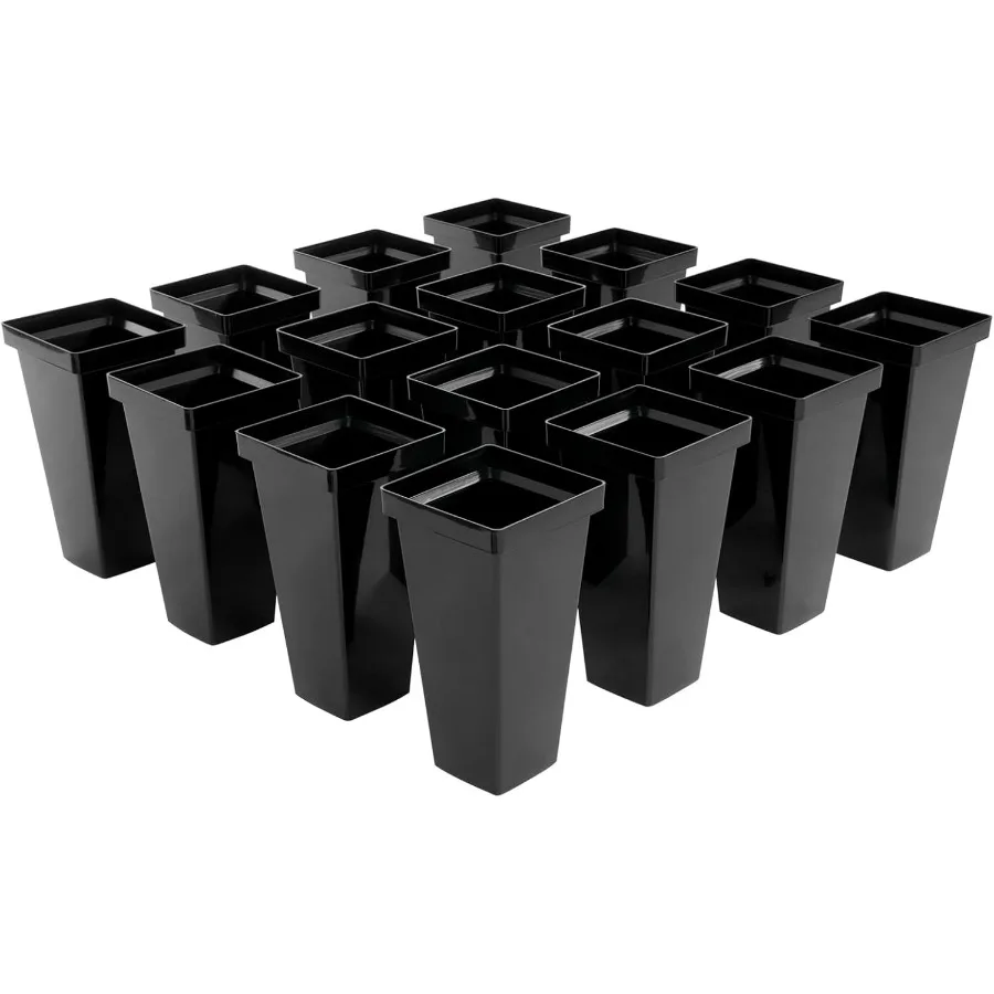 حامل عرض على شكل زهور مكون من 4 طبقات مع دلاء مربعة لديكور الحديقة الداخلي وحامل نباتي دوار قابل للتعديل مع بوك بلاستيكي متين #5