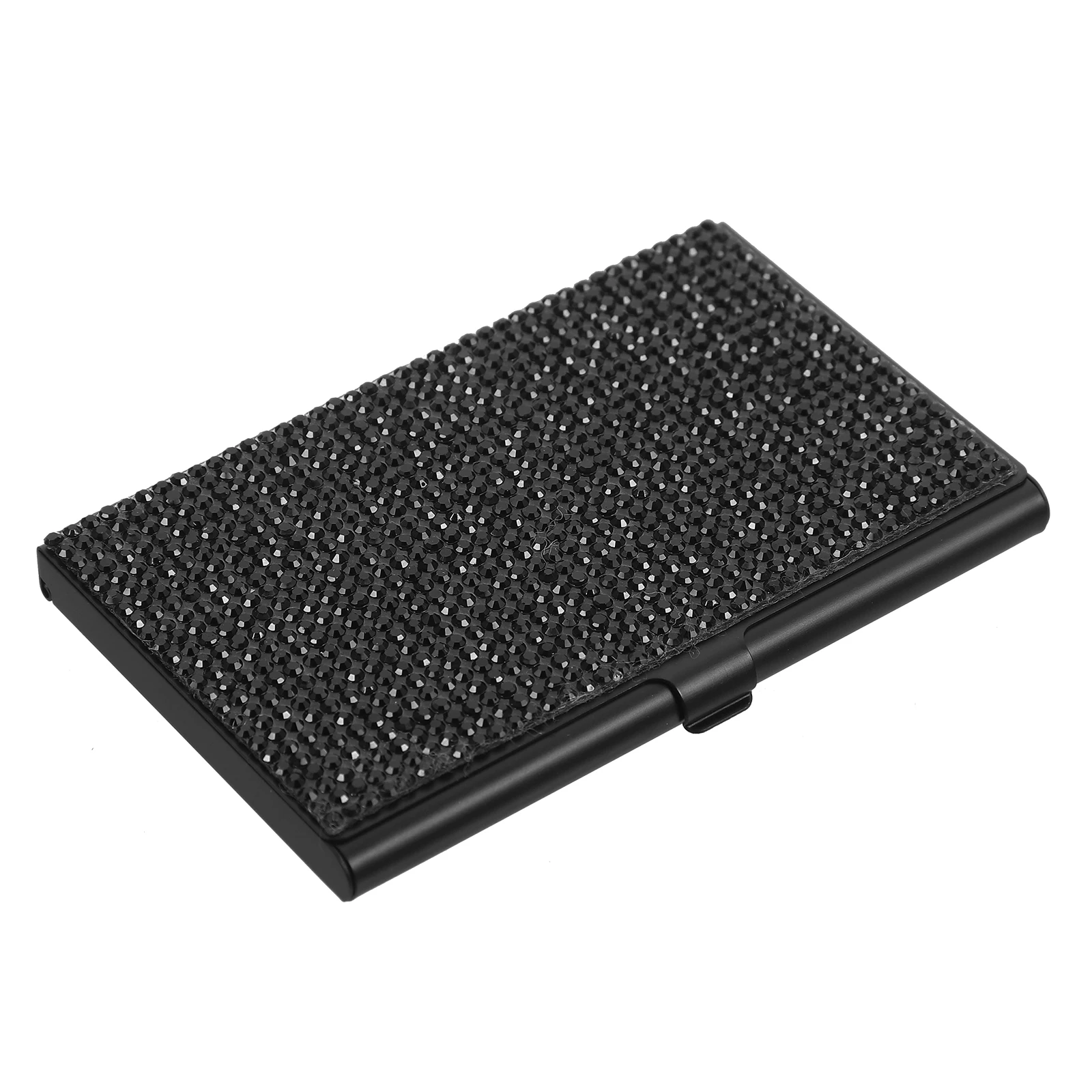 

1pc Rhinestone Metal Business Card Holder Shiny Diamond Pocket Case Silver Large Capacity Stable Storage Desk Organizer Cards