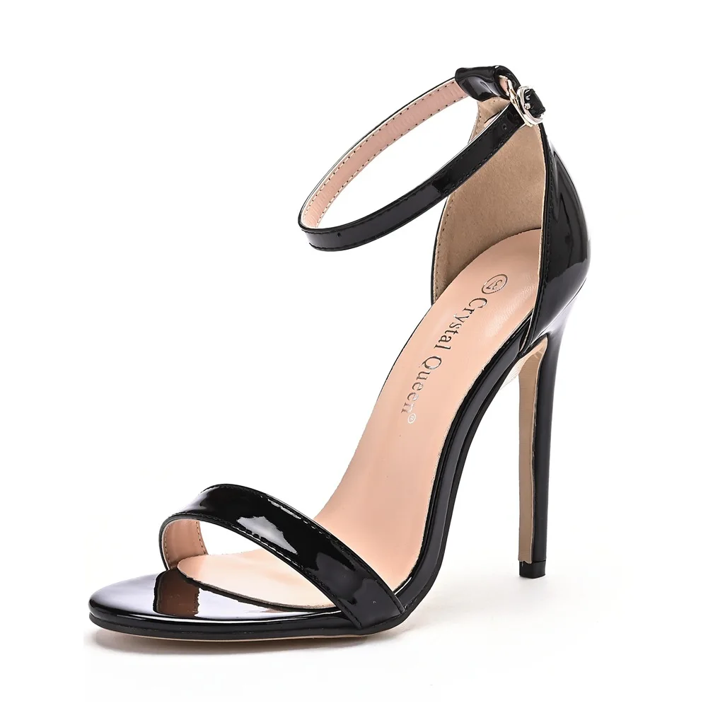 Plus Size 35-46 Shoes for Women Summer Pumps Sandals Wedding Party Evening Buckle Strap PU High Heel Shoes Sandalias De Mujer