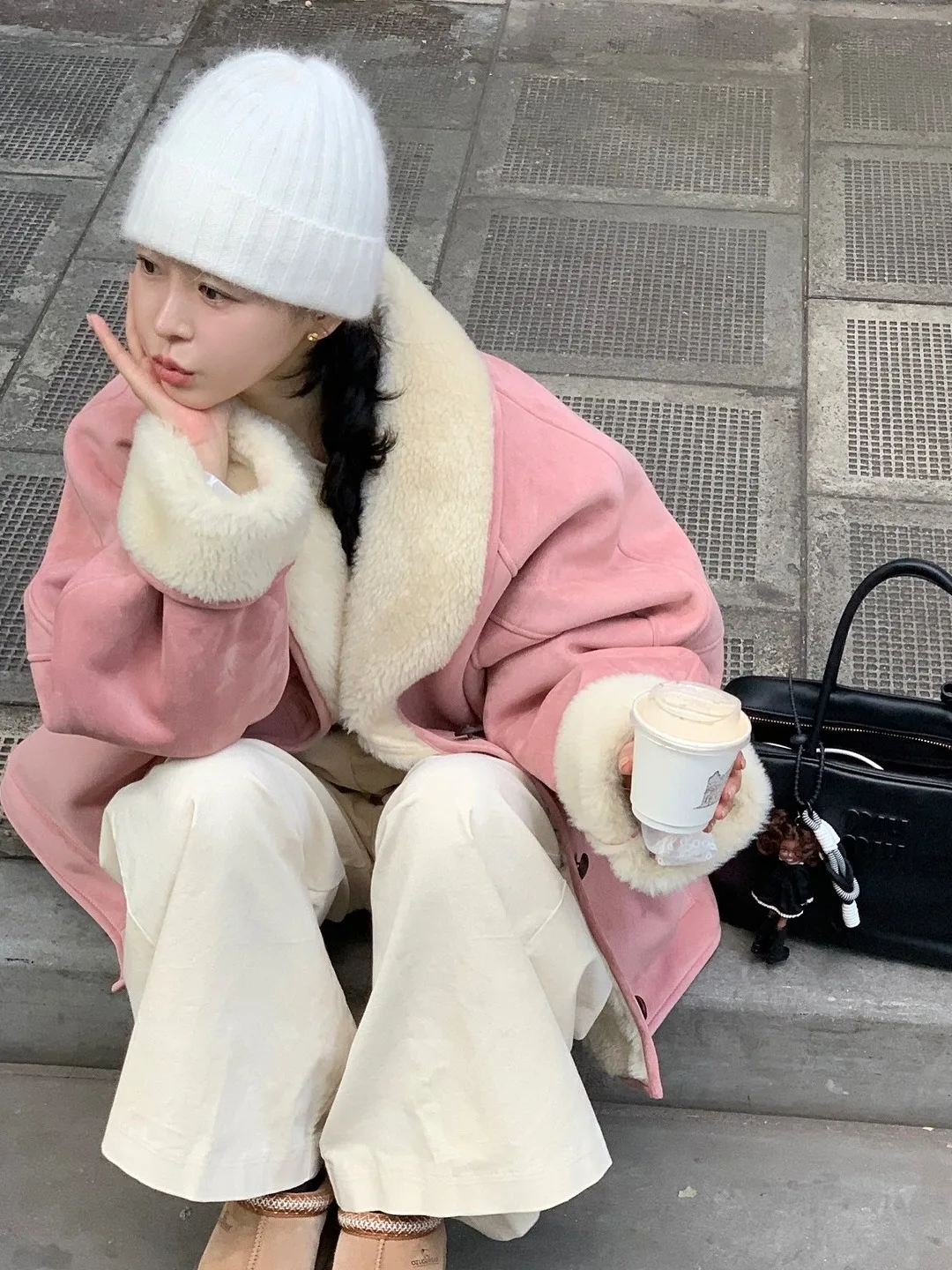 Korean Sle Sweet Cute Lamb Fur Jaet Coat Women's Winter New Thiened Simulation Fur Coat Polyester Fiber Stand Version
