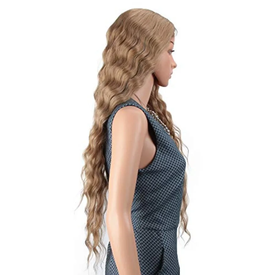 شعر مستعار صناعي طويل مموج بطول 30 بوصة للنساء ذوات البشرة السمراء مع كثافة 130 وتأثير أومبير مقاوم للحرارة مع تصفيف شعر الطفل #4