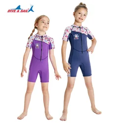 Muta corta in Neoprene da 2.5MM per bambini con cerniera frontale calda One-piece Girls Kids sport acquatici surf nuoto Snorkeling Suit