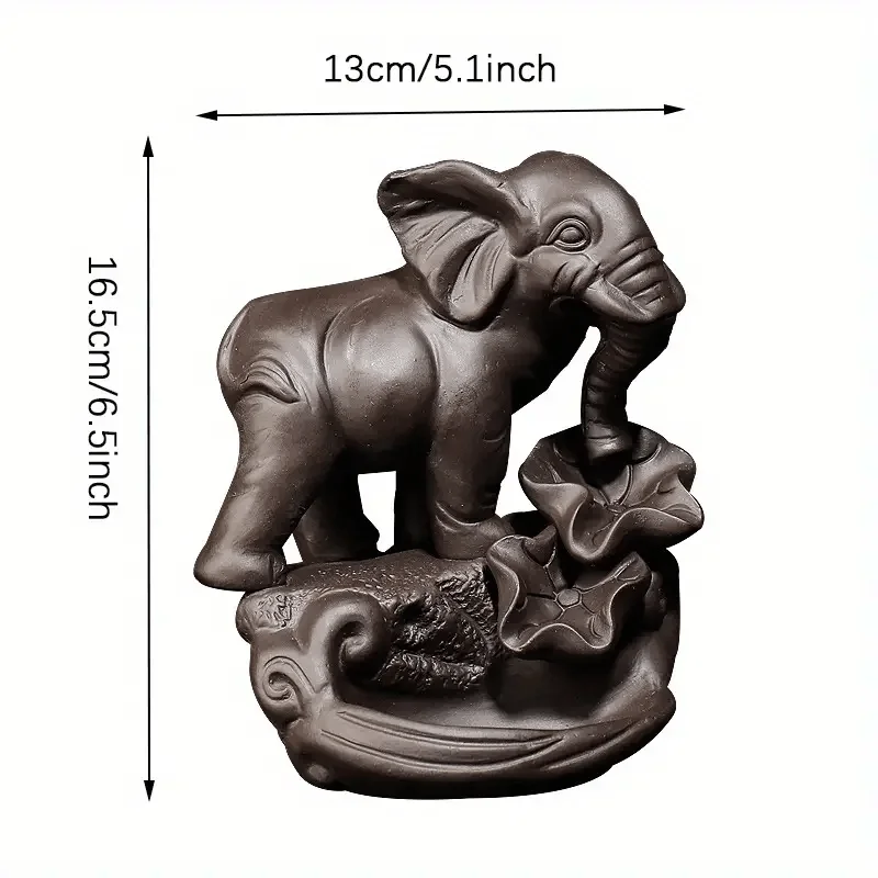 Ceramic Cone Censer Burner Home Decor (Without Incense) 1pc Backflow Incense Burner Elephant God Emblem Auspicious and Success