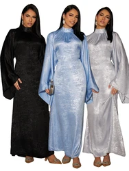 Vestido Kaftan Muçulmano para Mulheres, Ramadan Abayas, Manga Pagode, Satin Abaya, Dubai, Luxo, Islã, Veste Feminina, Kebaya