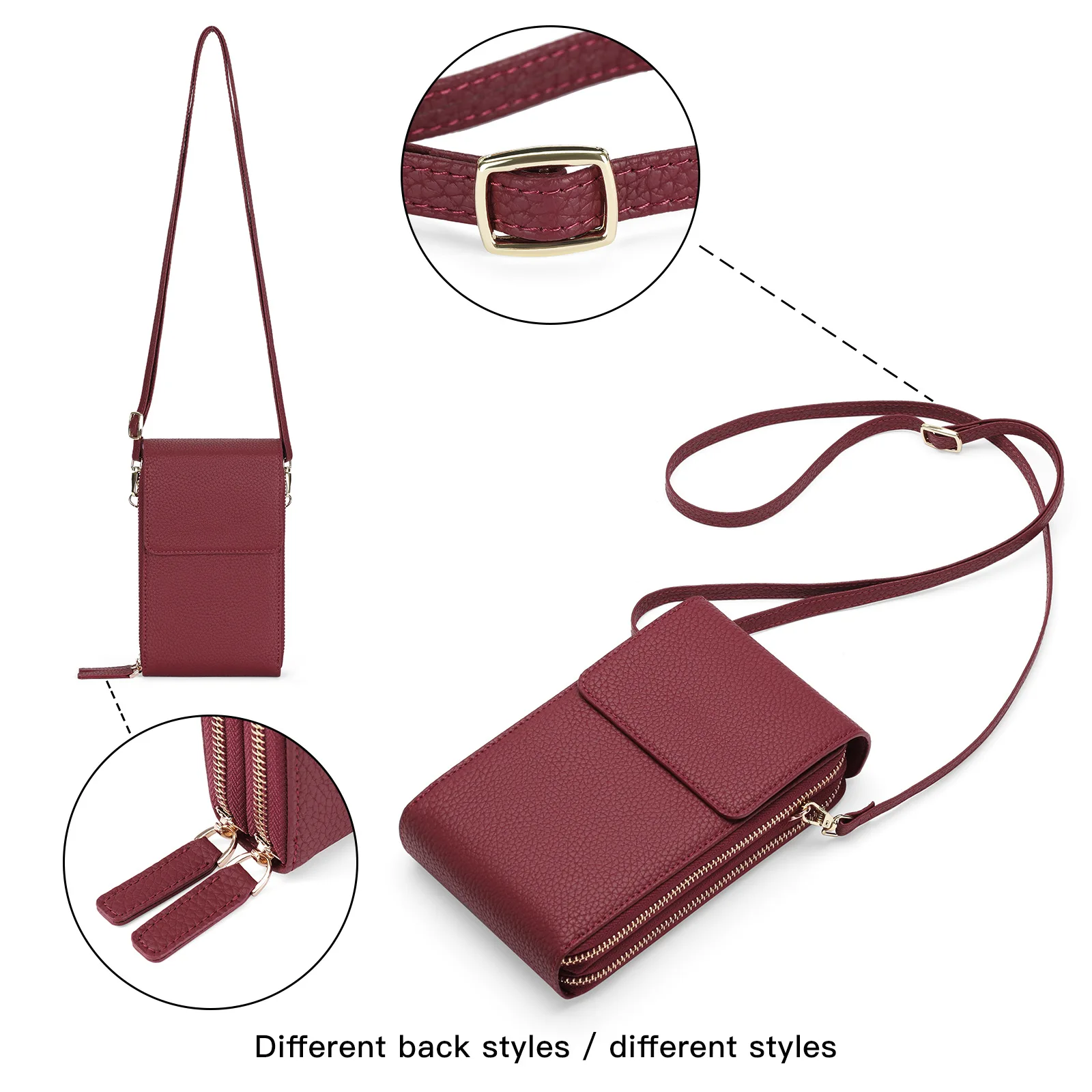 2025 حقيبة الهاتف المحمول النسائية الجلدية الجديدة يمكن أن تكون كتف واحد Crossbody المرأة التغيير العمودي سعة كبيرة عملة حافظة للبطاقات #2