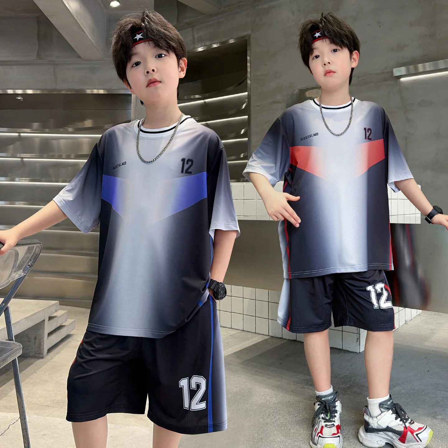 

2026 New Summer Children Sports Suit Basketball T-shirt And Shorts Clothing Set for Teen Boys Age 6-16 Years Kids Sporty Jersey