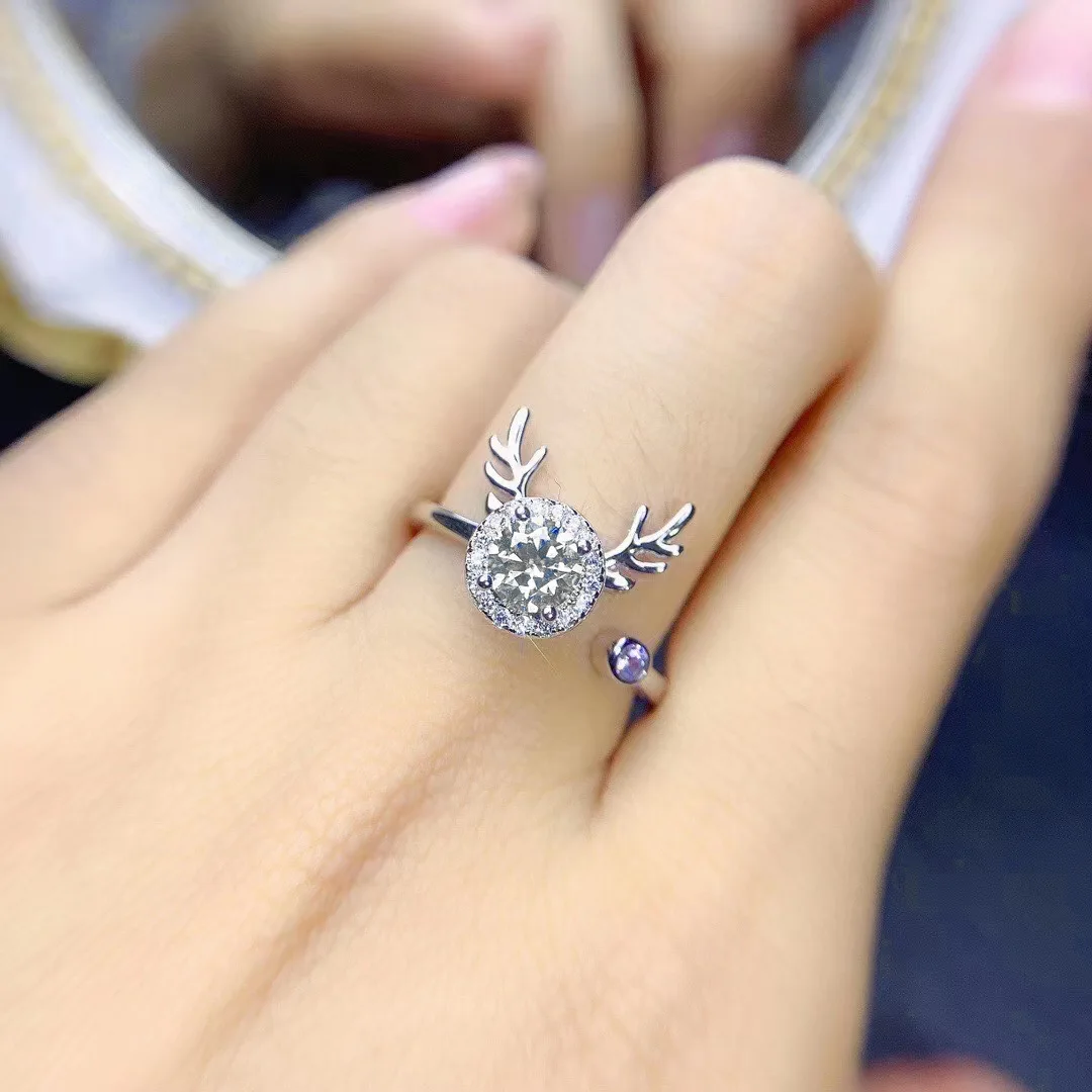 Nueva moda, anillo de alce de diamante mozzarella de alta gama, superllamativas, circón de 2 quilates, ocho corazones, ocho flechas, un ciervo tiene su anillo