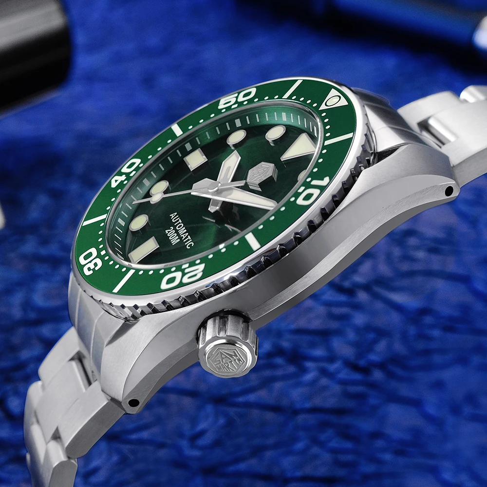 Reloj San Martin Diver para hombre MM200 NH35 Dial de acero inoxidable relojes mecánicos automáticos BGW-9 luminoso 20Bar impermeable SN0079