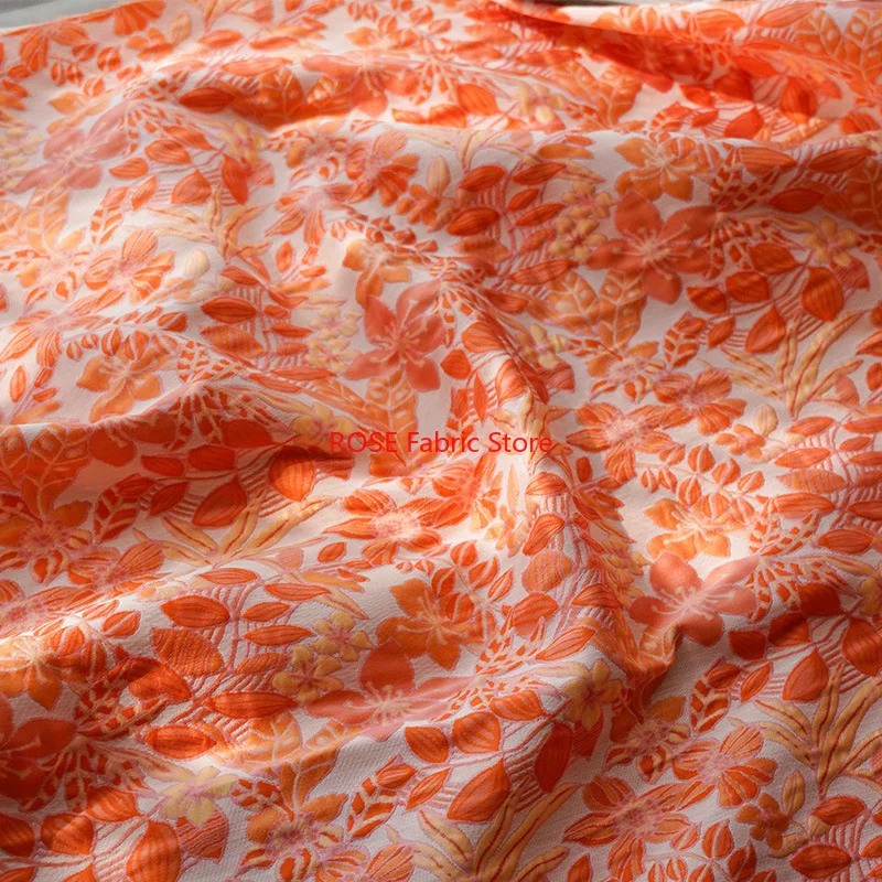 

1 Meter Ethnic Style Flower Yarn Dyed Jacquard Fabric Bright Color Women's Dress Shirt Bag Diy Sewing Fabric