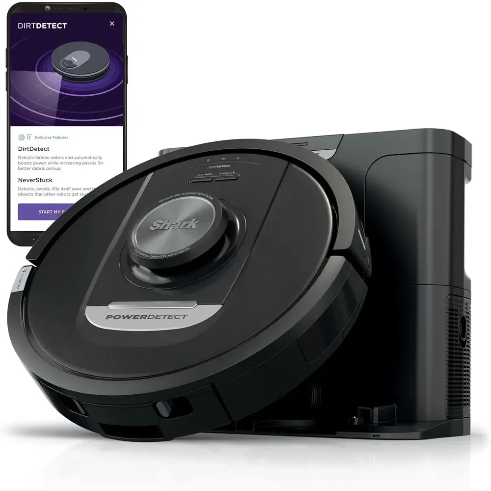 

PowerDetect Sel-Empty Robot Vacuum with NeverStuck Technology, Auto Deep-Clean Carpets & Hardlo, 30 Day acity HEPA Baase, or Pet