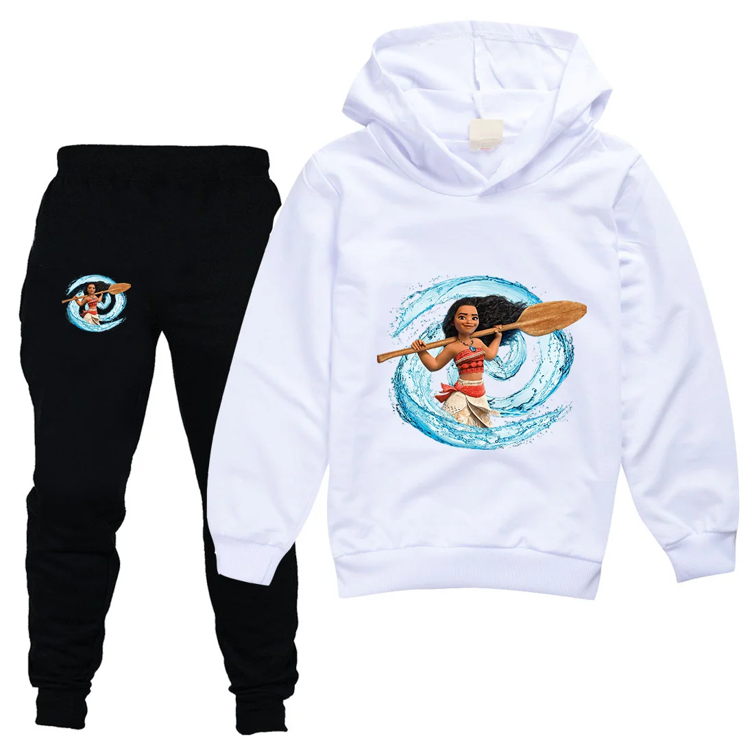 

Disney Moana Boys Girls Casual Thin Hoodies Black Pants Children Teen Outerwear Clothing Sets Kids Sportswear Suits