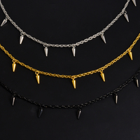 Goth Spike Stainless Steel Rivet Pointed Charms Choker Necklace Hip-Hop Vintage Punk Y2K Necklace For Women Men Collar Jewelry