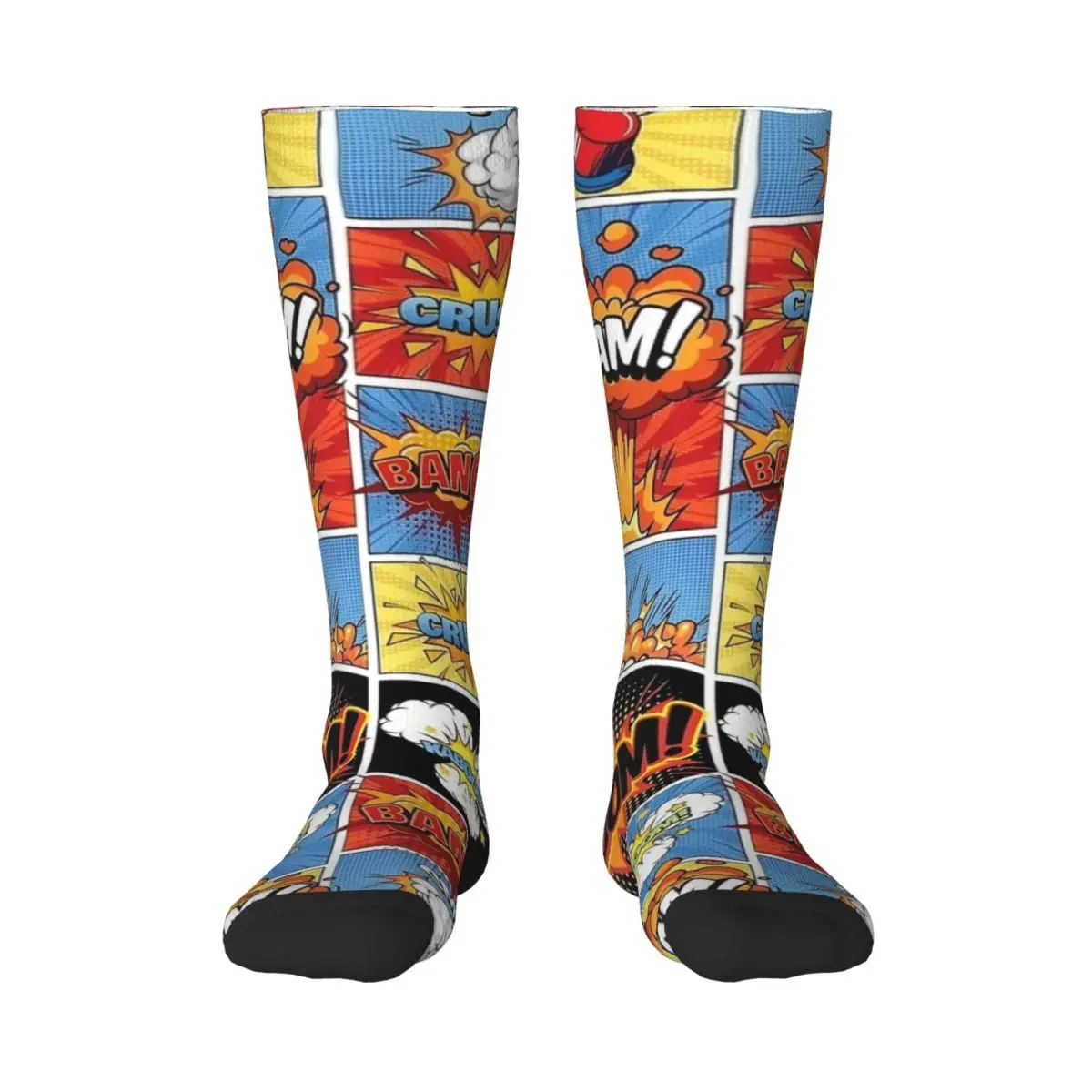 Comic Pop Art Explosions Pattern Socks Fashion Stockings Autumn Anti Sweat Ladies Socks Soft Custom Running Socks