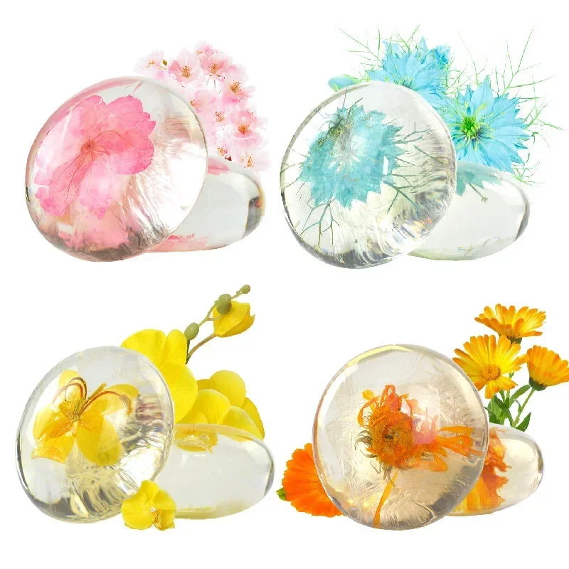 100g fresh flower Amino Acid Handmade Soap Transparent Flower Soap Real Flower in It Creative Hand Made Soap Bar