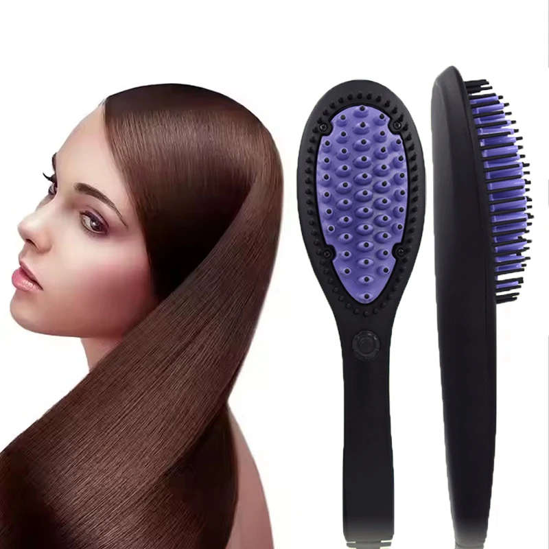 

Professional Hair Straightening Brush Black Electric Ceramic Comb Multifunctional Hairbrush Electronic Curler Curling Tool Irons