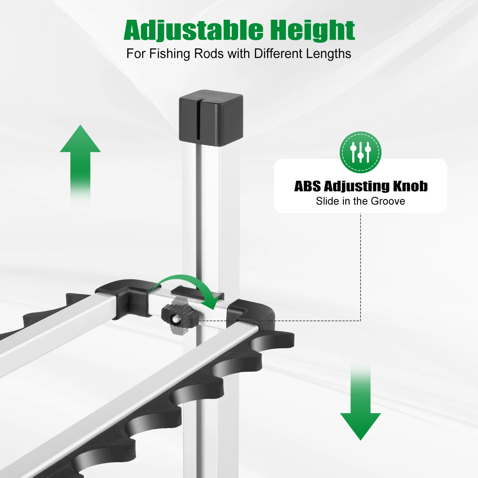 24 Slots Angelrute Rack Halter Aluminium Legierung Angelruten Display Rack Höhe Einstellbar Angelrute Lagerung Organizer Regal – Detail 8