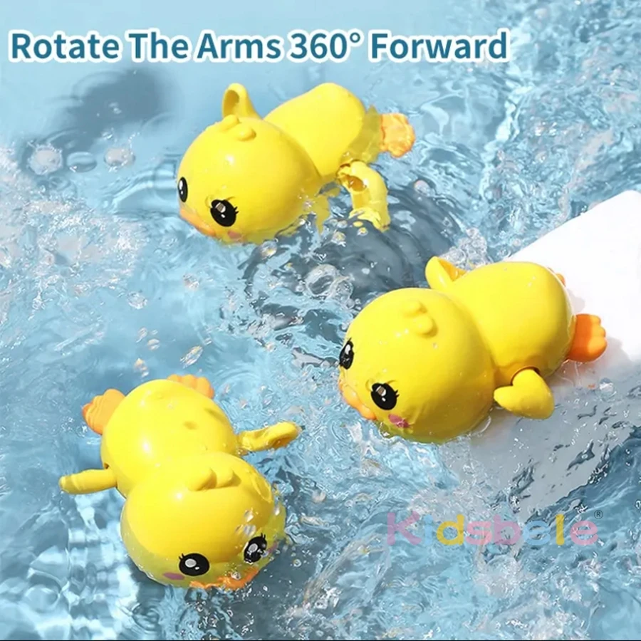 Clockwork Ducks Bath Toy for Toddlers Wind Up Chain Bathing Baby Shower Bathtime Floating Toy Fun Water Interactive Toy