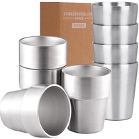 10oz Metal Cups 4 Pack Double Wall Stackable Insulated Stainless Steel Cups 6oz Drinking Glasses for Travel Camping Home Outdoor