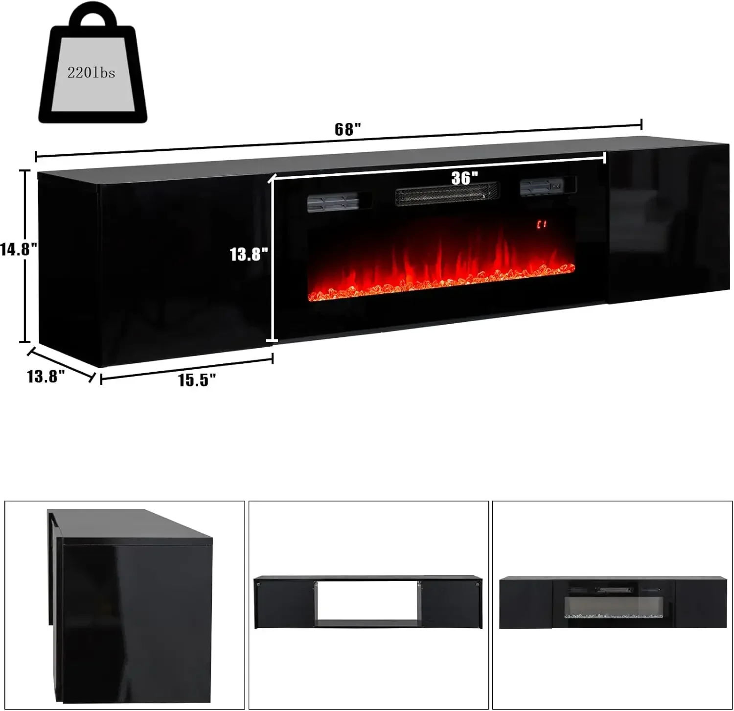 AMERLIFE Floating TV Stand with 36