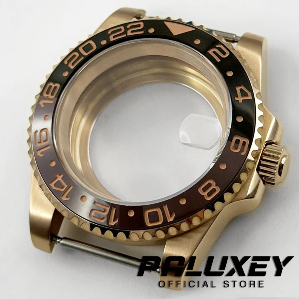 

Высококачественный корпус часов 40 мм с покрытием из розового золота, сапфировое стекло GMT для NH34 NH35 NH36 NH38 NH70 ETA2824, механизм, корпус с циферблатом 28,5 мм
