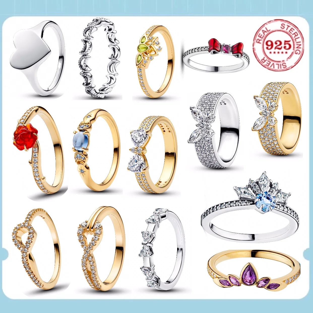 Offres spéciales S925 en argent Sterling Disney nouveau Style bague à breloques cristal à la mode accessoire de luxe pour les femmes cadeau de mariage