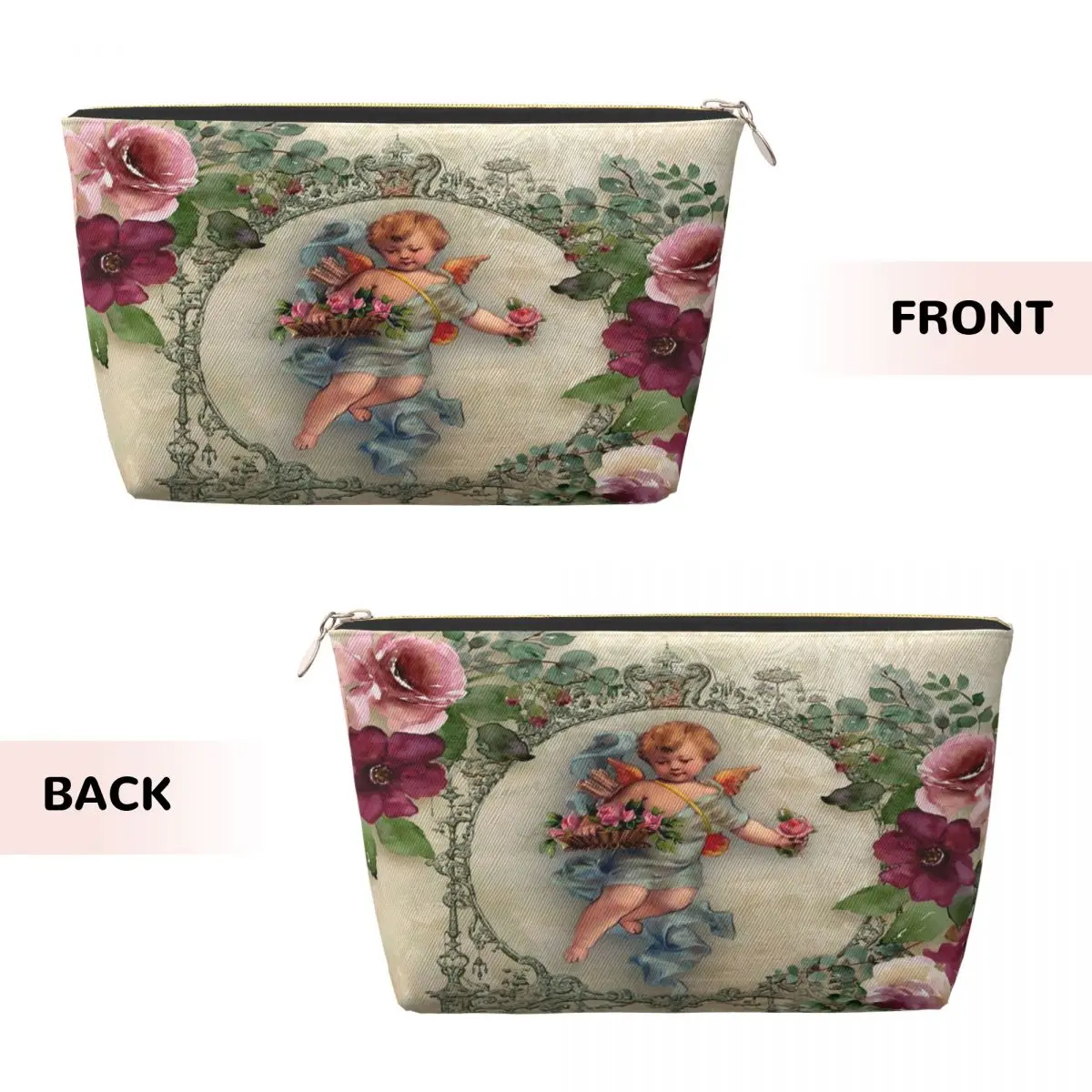 Custom Vintage Rose Victorian Angel Travel Toiletry Bag for Women Makeup Cosmetic Bag Beauty Storage Dopp Kit