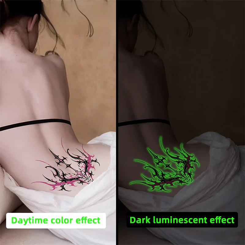 Colorful Luminescent Sexy Waist Tattoo Sticker, Navel Charm Temporary Sticker, Waterproof, Women's Chest Pattern, Realistic