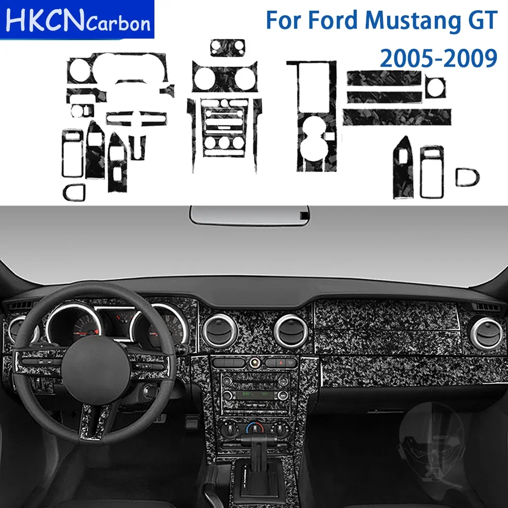 For Ford Mustang GT 2005 2006 2007 2008 2009 Accessories Forged Carbon Fiber Car Interior Door Gear Vent Panel Trim Sticker