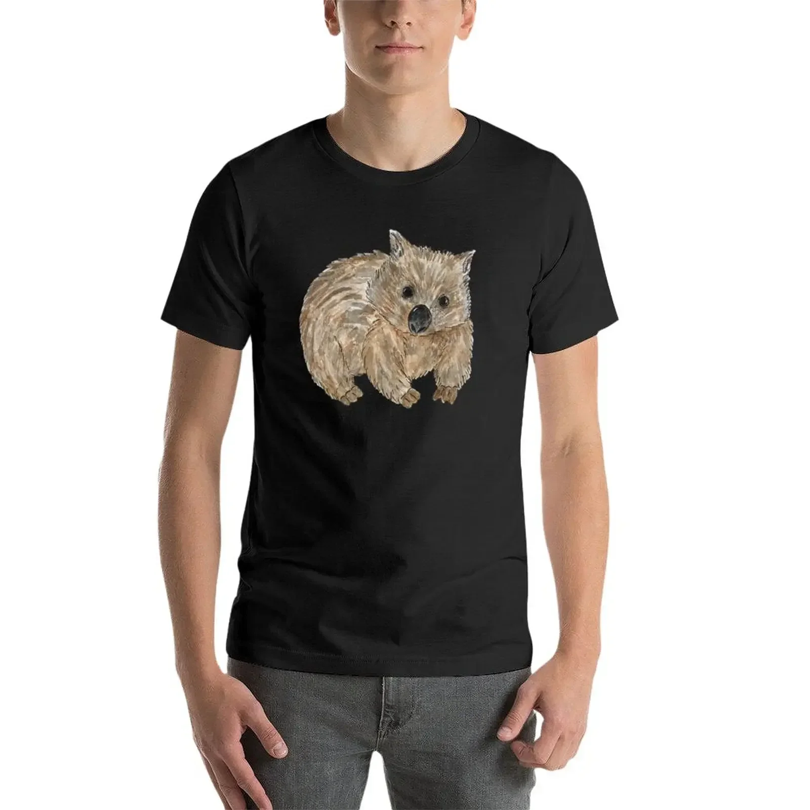 Wombat - Australian Animal painting T-Shirt anime Aesthetic clothing mens clothes