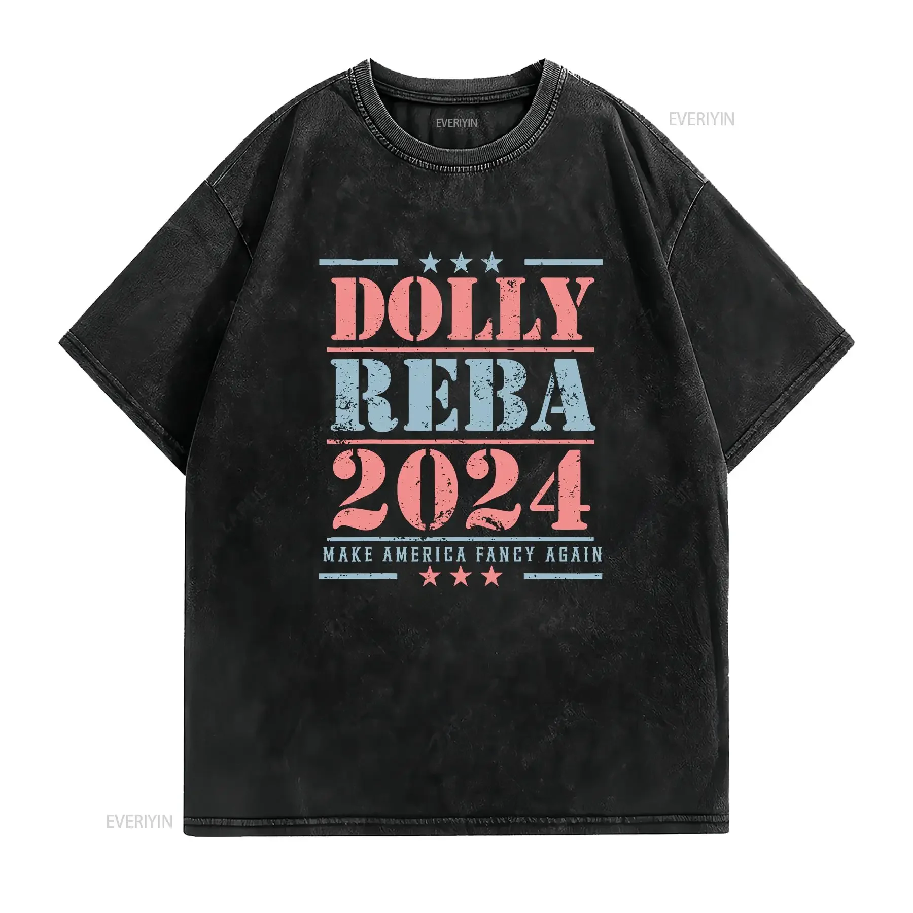 Vintage Dolly And Reba 2024 Make America Fancy Again T Shirt vintage Washed homme streetwear Unisex Stretched Comfortable Soft