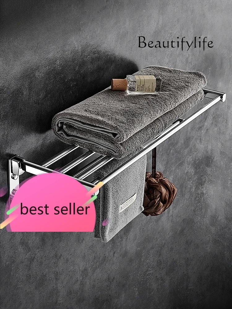 NEW All-copper towel rack, no punching, foldable towel rack, toilet, high-end bathroom storage hanger