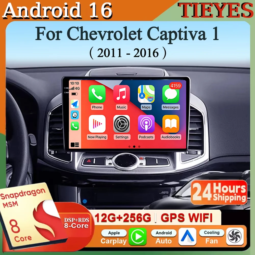 Radio para Auto con Android 16, Carplay y Auto, Navegación, Reproductor Multimedia Estéreo, QLED, GPS para Chevrolet Captiva 1 2011-2016
