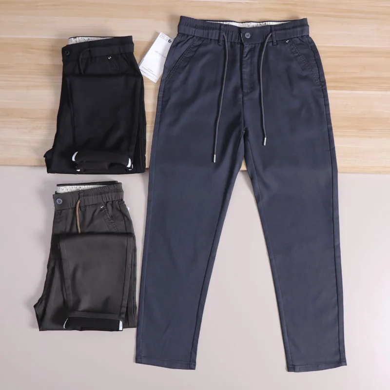 

Итальянские мужские повседневные брюки класса люкс из дышащей ткани Lenzing Lyocell для комфортного ощущения прохлады, удобные, весна-лето