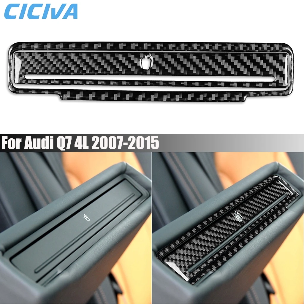 

Carbon Fiber Car Accessories Rear Center Armrest Cup Holder Panel Interior Cover Modified Trim Sticker For Audi Q7 4L 2007-2015
