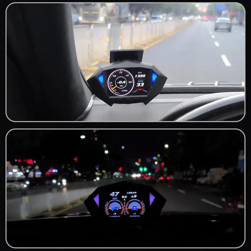 HUD Head-Up Display Turbo Pressure Tachometer GPS DSDF LCD Screen OBD2 Multi-Function Smart Meter Automatic Motion Display