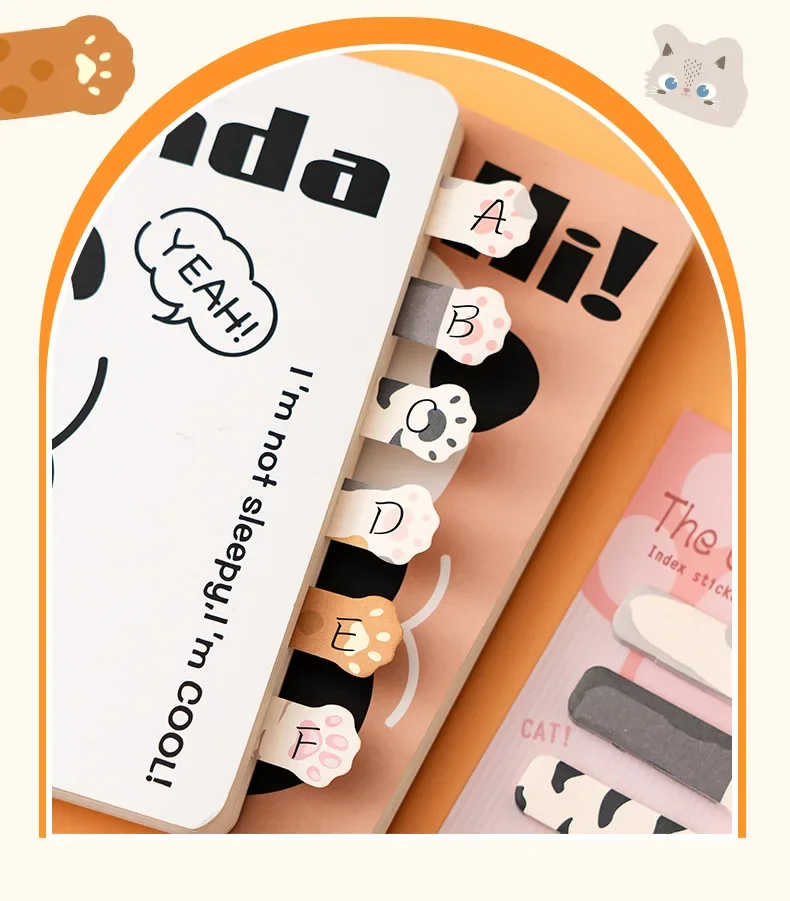 180 Blatt Haftnotizen mit Cartoon-Tieren, Kawaii-Katzen-Index-Tabs, Aufkleber, Etikettenpapier, Notizblöcke – Detail 8