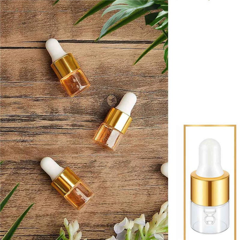 

ABAH-200Pcs Mini Glass Dropper Bottle Bulk Clear Essential Oil Dropper Bottles Small Glass Dropping Sample Containers 1 Ml