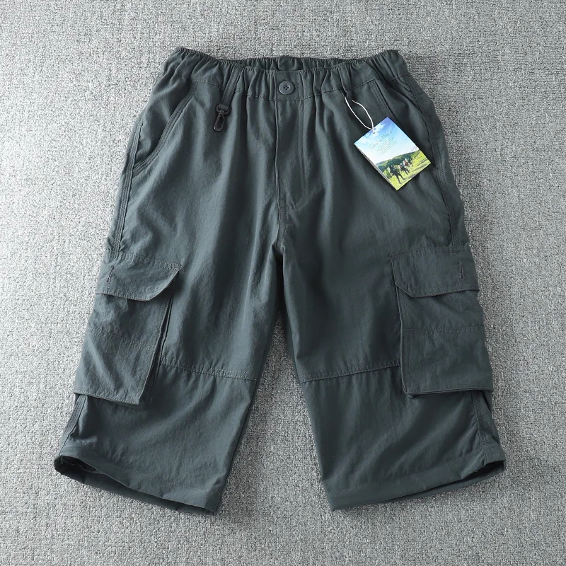 Elastic S-4XL Pants Shorts 6 pockets Quick drying Detachable Trousers Summer Men Women Outdoor Sports Hiking Trekking Thin Pants