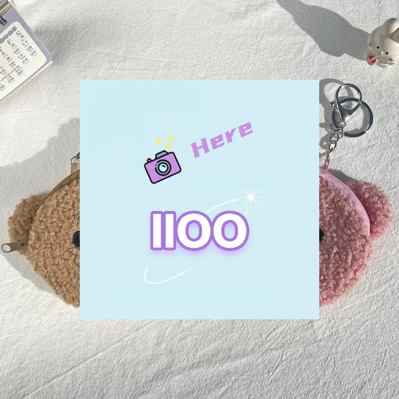 【IIOO】Cute Plush Wallet Bear Shape Durable Coin Purse Cartoon Card Holder Gift