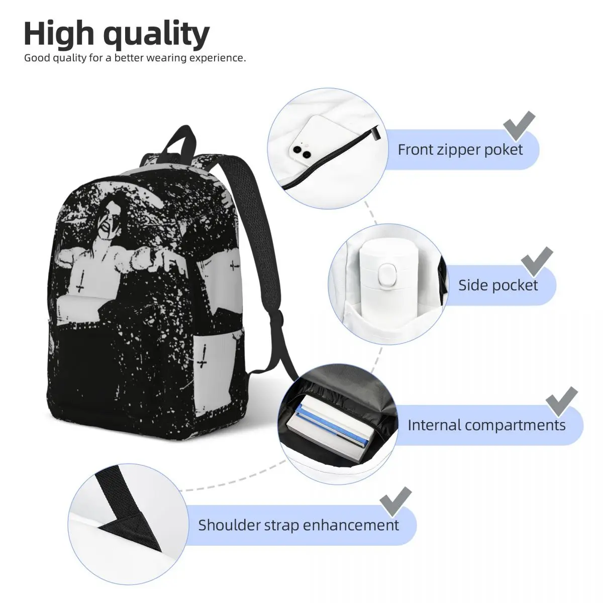 Grausamkeit Music Black Metal Backpack Pria Ransel Tahan Lama Poliester Streetwear Tas Sekolah Menengah Universitas Ransel Kustom