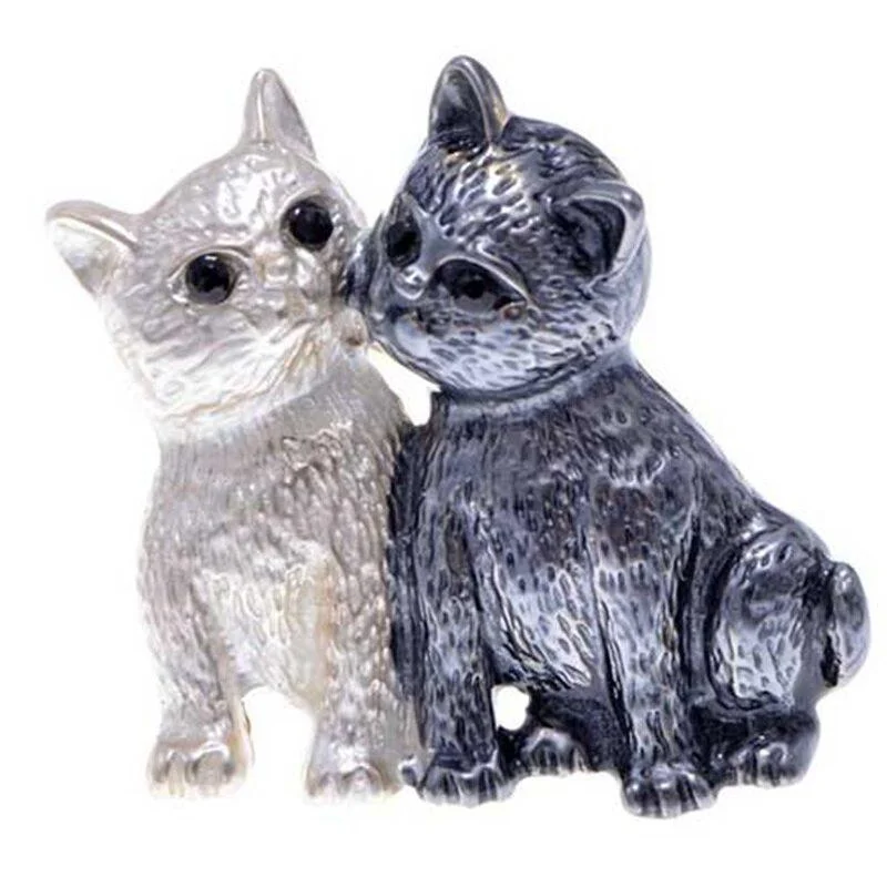 New Women\'s Fashion Bicolor Cat Breast Pin Cute Retro Versatile Animal Pin Coat Accessories Jewelry Gift Wholesale