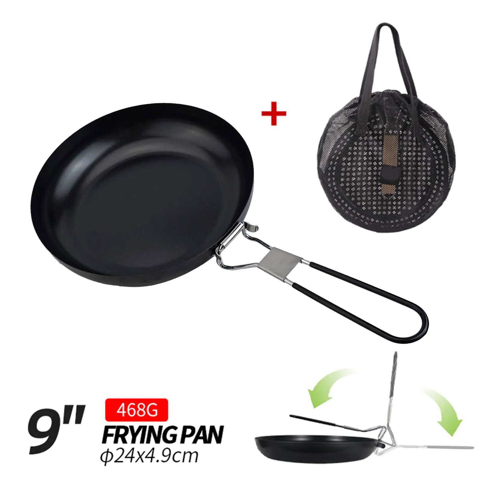 

Сковорода-кастрюля для пикника, походная посуда, складная ручка, антипригарное покрытие, портативная, прочная, для путешествий, долговечная, практичная